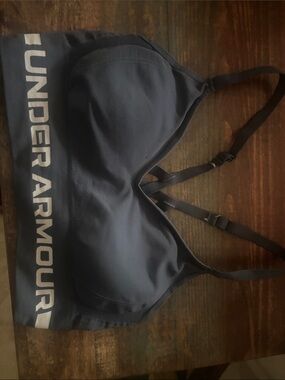 Under Armour Navy Blue Sports Bra with White Logo Band